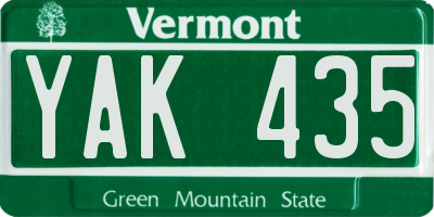 VT license plate YAK435