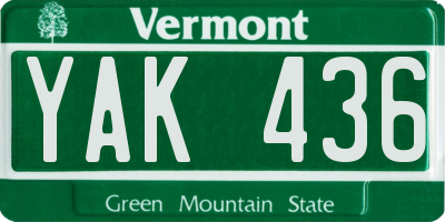 VT license plate YAK436
