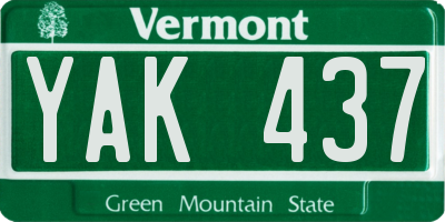 VT license plate YAK437