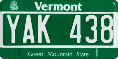 VT license plate YAK438