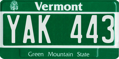 VT license plate YAK443