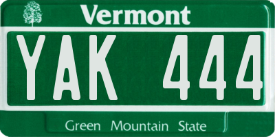 VT license plate YAK444