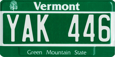 VT license plate YAK446