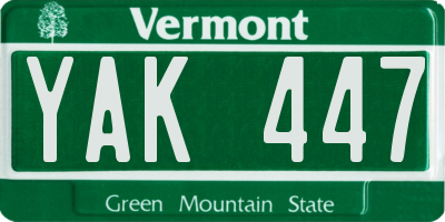 VT license plate YAK447