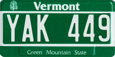 VT license plate YAK449