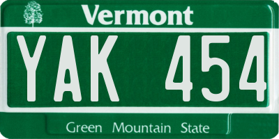 VT license plate YAK454