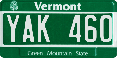 VT license plate YAK460