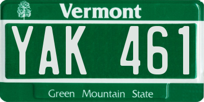 VT license plate YAK461