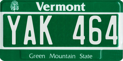 VT license plate YAK464