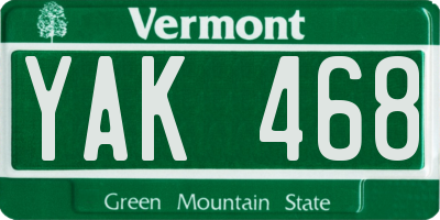 VT license plate YAK468