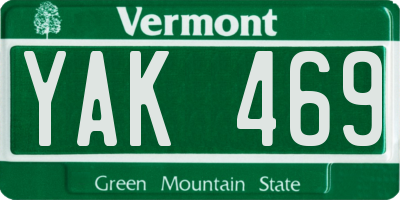VT license plate YAK469