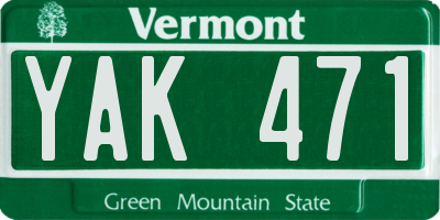 VT license plate YAK471