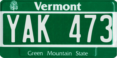 VT license plate YAK473