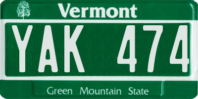 VT license plate YAK474