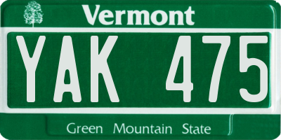 VT license plate YAK475