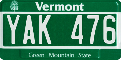 VT license plate YAK476