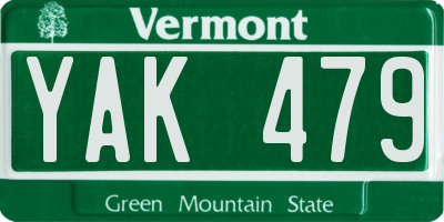 VT license plate YAK479