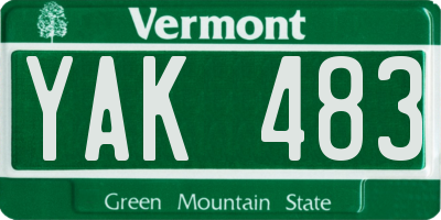 VT license plate YAK483