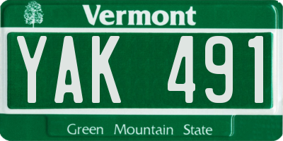 VT license plate YAK491