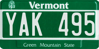 VT license plate YAK495