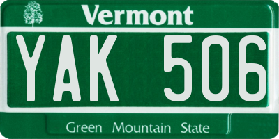 VT license plate YAK506