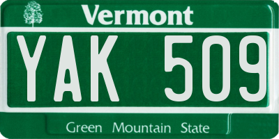 VT license plate YAK509