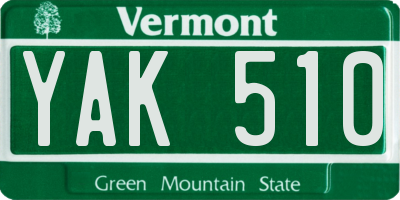 VT license plate YAK510