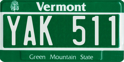 VT license plate YAK511