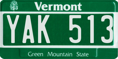 VT license plate YAK513