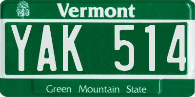 VT license plate YAK514