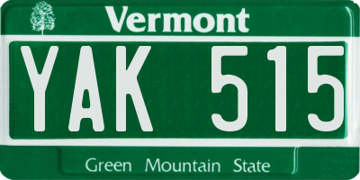 VT license plate YAK515