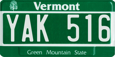 VT license plate YAK516