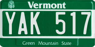 VT license plate YAK517