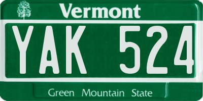 VT license plate YAK524