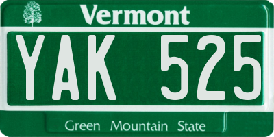 VT license plate YAK525