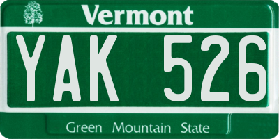 VT license plate YAK526