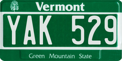 VT license plate YAK529