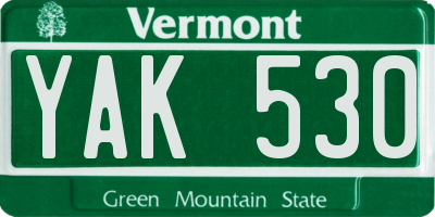 VT license plate YAK530