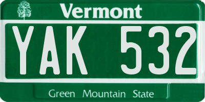 VT license plate YAK532