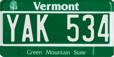 VT license plate YAK534