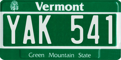 VT license plate YAK541