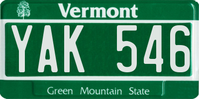 VT license plate YAK546