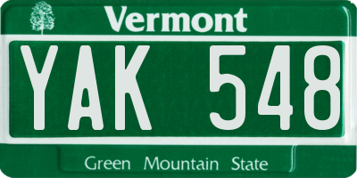 VT license plate YAK548