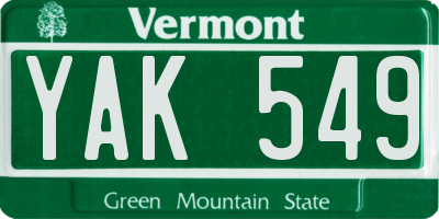 VT license plate YAK549