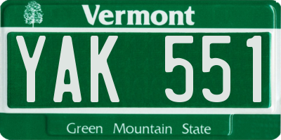 VT license plate YAK551
