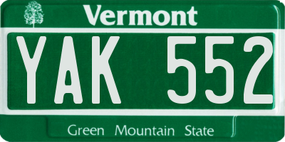 VT license plate YAK552
