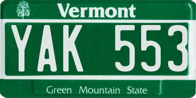 VT license plate YAK553