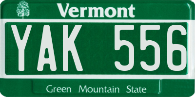 VT license plate YAK556