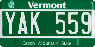 VT license plate YAK559