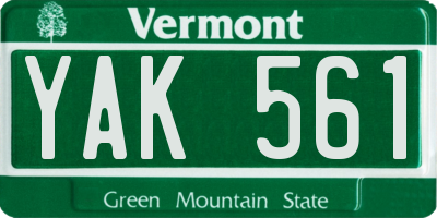 VT license plate YAK561